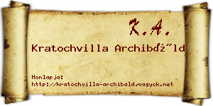 Kratochvilla Archibáld névjegykártya